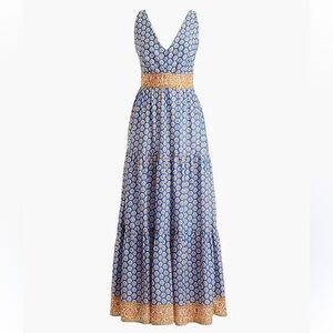 Jcrew / point Sur tiered maxi dress in royal block print size 4